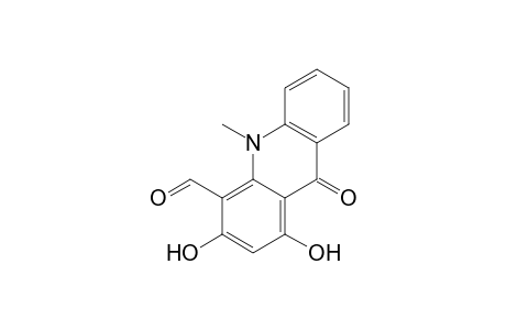4-Acridinecarboxaldehyde, 9,10-dihydro-1,3-dihydroxy-10-methyl-9-oxo-