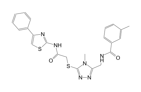 3-methyl-N-{[4-methyl-5-({2-oxo-2-[(4-phenyl-1,3-thiazol-2-yl)amino]ethyl}sulfanyl)-4H-1,2,4-triazol-3-yl]methyl}benzamide