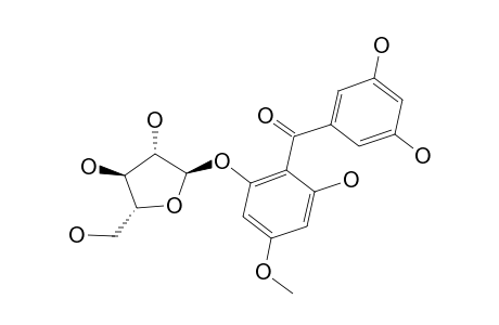 ANNULATOPHENONOSIDE;2-O-ALPHA-L-ARABINOFURANOSYL-3',5',6-TRIHYDROXY-4-METHOXYBENZOPHENONE