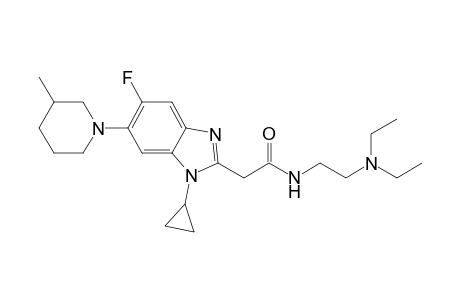 N-[(N',N'-Diethylamino)ethyl]-5-fluoro-6-(3'-methylpiperidin-1'-yl)-1-cyclopropyl-1H-benzimidazole-2-acetamide