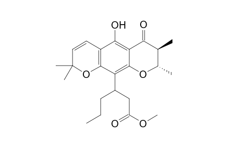2H,6H-Benzo[1,2-b:5,4-b']dipyran-10-propanoic acid, 7,8-dihydro-5-hydroxy-2,2,7,8-tetramethyl-6-oxo-.beta.-propyl-, methyl ester