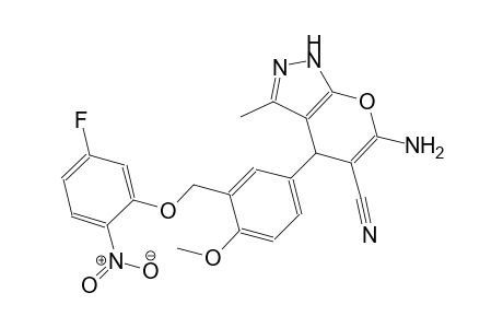 6-amino-4-{3-[(5-fluoro-2-nitrophenoxy)methyl]-4-methoxyphenyl}-3-methyl-1,4-dihydropyrano[2,3-c]pyrazole-5-carbonitrile