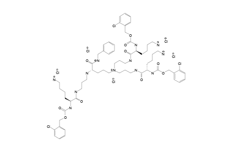 N,N,N'-TRIS-[(N(ALPHA)-2-CHLOROBENZYLOXYCARBONYL)-L-LYSIL-3-AMINOPROPYL]-L-ORNITHINE-BENZYLAMIDE-PENTAHYDROCHLORIDE