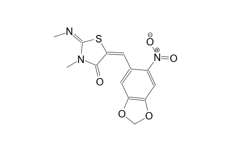 (2E,5E)-3-methyl-2-[(E)-methylimino]-5-[(6-nitro-1,3-benzodioxol-5-yl)methylene]-1,3-thiazolidin-4-one