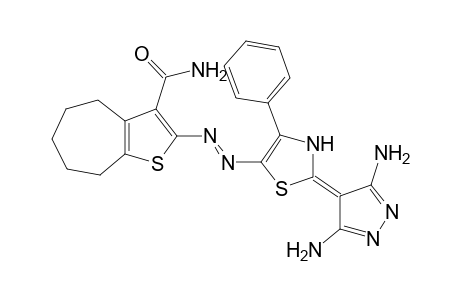 (E)-2-([2-(3,5-diamino-4H-pyrazol-4-ylidene]-4-phenyl-2,3-dihydrothiazol-5-yl)diazenyl)-5,6,7,8-tetrahydro-4H-cyclohepta[b]thiophene-3-carboxamide