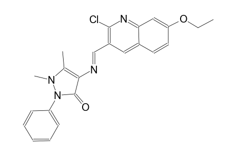 4-{[(E)-(2-chloro-7-ethoxy-3-quinolinyl)methylidene]amino}-1,5-dimethyl-2-phenyl-1,2-dihydro-3H-pyrazol-3-one