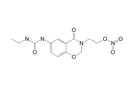 nitric acid 2-[6-(ethylcarbamoylamino)-4-keto-2H-1,3-benzoxazin-3-yl]ethyl ester