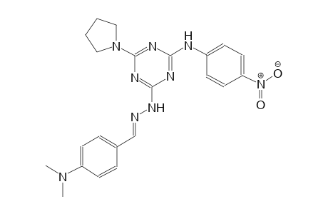 benzaldehyde, 4-(dimethylamino)-, [4-[(4-nitrophenyl)amino]-6-(1-pyrrolidinyl)-1,3,5-triazin-2-yl]hydrazone