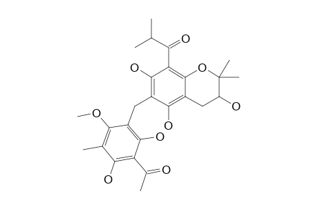ISOBUTYRYL-MALLATO-CHROMANOL;5,7-DIHYDROXY-6-(3-ACETYL-2,4-DIHYDROXY-5-METHYL-6-METHOXY-BENZYL)-8-ISOBUTYRYL-2,2-DIMETHYL-3-HYDROXY-CHROMAN
