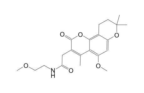 2-(5-methoxy-4,8,8-trimethyl-2-oxo-2,8,9,10-tetrahydropyrano[2,3-f]chromen-3-yl)-N-(2-methoxyethyl)acetamide
