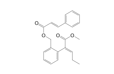 Benzeneacetic acid, 2-[[(1-oxo-3-phenyl-2-propenyl)oxy]methyl]-alpha-propylidene-, methyl ester