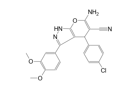 6-amino-4-(4-chlorophenyl)-3-(3,4-dimethoxyphenyl)-1,4-dihydropyrano[2,3-c]pyrazole-5-carbonitrile