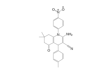 2-amino-7,7-dimethyl-4-(4-methylphenyl)-1-(4-nitrophenyl)-5-oxo-1,4,5,6,7,8-hexahydro-3-quinolinecarbonitrile