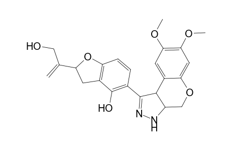 5-(7,8-Dimethoxy-3,3a,4,9b-tetrahydrochromeno[3,4-c]pyrazol-1-yl)-2-[1-(hydroxymethyl)vinyl]-2,3-dihydro-1-benzofuran-4-ol