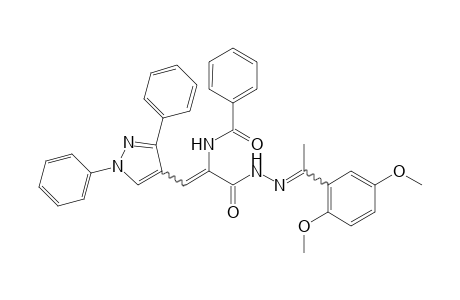 N-(3-(syn/anti)2-(1-(2,5-dimethoxy phenyl)ethylidene) hydrazinyl)-1(1,3-diphenyl-1H-pyrazol-4-yl)-3-oxoprop-1-en-2-yl) benzamide