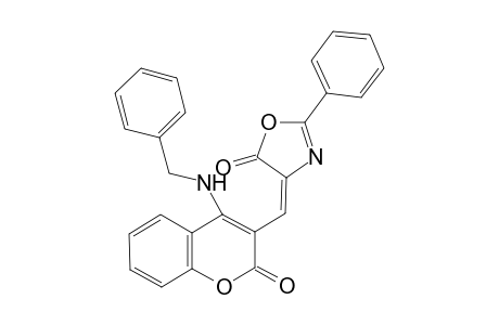 (4E)-4-[[2-oxidanylidene-4-[(phenylmethyl)amino]chromen-3-yl]methylidene]-2-phenyl-1,3-oxazol-5-one