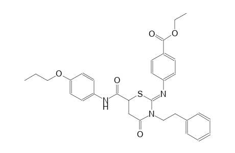 ethyl 4-({(2Z)-4-oxo-3-(2-phenylethyl)-6-[(4-propoxyanilino)carbonyl]tetrahydro-2H-1,3-thiazin-2-ylidene}amino)benzoate