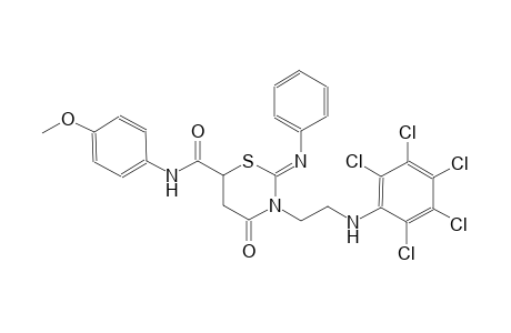 (2Z)-N-(4-methoxyphenyl)-4-oxo-3-[2-(2,3,4,5,6-pentachloroanilino)ethyl]-2-(phenylimino)tetrahydro-2H-1,3-thiazine-6-carboxamide