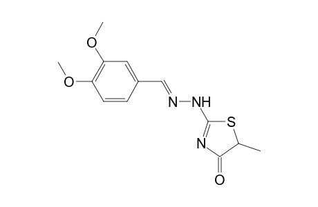 Benzaldehyde, 3,4-dimethoxy-, (4,5-dihydro-5-methyl-4-oxothiazol-2-yl)hydrazone