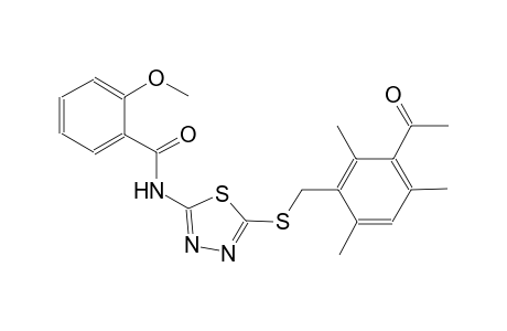 N-{5-[(3-acetyl-2,4,6-trimethylbenzyl)sulfanyl]-1,3,4-thiadiazol-2-yl}-2-methoxybenzamide