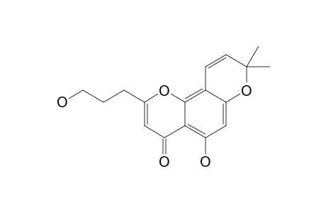 SIAMCHROMENE_F;5-HYDROXY-2-(3-HYDROXYPROPYL)-8,8-DIMETHYLPYRANO-[2.3-F]-CHROMEN-4-(8-H)-ONE
