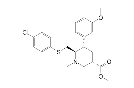 TRANS-2-EQU-(PARA-CHLOROPHENYLTHIOMETHYL)-3-EQU-(3-METHOXYPHENYL)-5-CARBOMETHOXY-N-METHYLPIPERIDINE