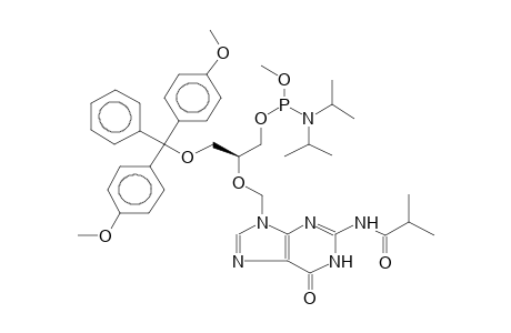 9-[1'-DIMETHOXYTRITYLOXY-2'-(HYDROXYMETHYL)ETHOXY]METHYL-2-N-ISOBUTIRYLGUANINE, (N,N-DIISOPROPYLAMIDO)METHYLPHOSPHITE