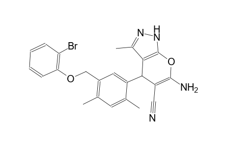 6-amino-4-{5-[(2-bromophenoxy)methyl]-2,4-dimethylphenyl}-3-methyl-1,4-dihydropyrano[2,3-c]pyrazole-5-carbonitrile
