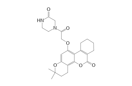 4-(2-((2,2-dimethyl-6-oxo-2,3,4,6,7,8,9,10-octahydrobenzo[c]pyrano[2,3-h]chromen-11-yl)oxy)acetyl)piperazin-2-one