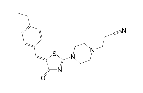 3-{4-[(5Z)-5-(4-ethylbenzylidene)-4-oxo-4,5-dihydro-1,3-thiazol-2-yl]-1-piperazinyl}propanenitrile