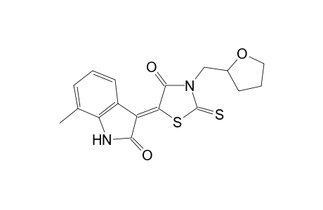 (5Z)-5-(2-keto-7-methyl-indolin-3-ylidene)-3-(tetrahydrofurfuryl)-2-thioxo-thiazolidin-4-one