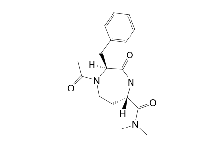 HEXAHYDRO-1H-3-OXO-1-ACETYL-2(S)-BENZYL-5(S)-(N,N-DIMETHYLCARBAMOYL-1,4-DIAZEPINE;TRANS