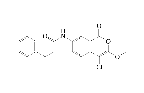 N-(4-chloranyl-3-methoxy-1-oxidanylidene-isochromen-7-yl)-3-phenyl-propanamide