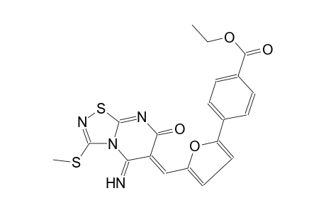 ethyl 4-{5-[(Z)-(5-imino-3-(methylsulfanyl)-7-oxo-5H-[1,2,4]thiadiazolo[4,5-a]pyrimidin-6(7H)-ylidene)methyl]-2-furyl}benzoate