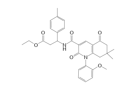 Benzenepropanoic acid, .beta.-[[[1,2,5,6,7,8-hexahydro-1-(2-methoxyphenyl)-7,7-dimethyl-2,5-dioxo-3-quinolinyl]carbonyl]amino]-4-methyl-, ethyl ester