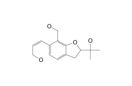 USTUSORANE_F;(Z)-3-[7-HYDROXYMETHYL-2-(2-HYDROXYPROPAN-2-YL)-2,3-DIHYDROBENZOFURAN-6-YL]-PROP-2-EN-1-OL