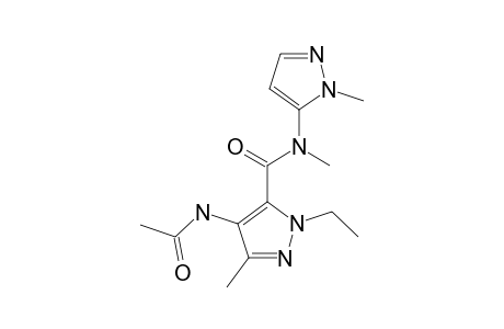 1-ETHYL-N,3-DIMETHYL-4-ACETAMIDO-N-(1-METHYL-1H-PYRAZOL-5-YL)-1H-PYRAZOL-5-CARBOXAMIDE;MAJOR-ISOMER