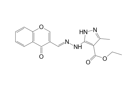 3-methyl-5-{[(4-oxo-4H-1-benzopyran-3-yl)methylene]hydrazino}pyrazole-4-carboxylic acid, ethyl ester