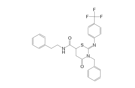 (2Z)-3-benzyl-4-oxo-N-(2-phenylethyl)-2-{[4-(trifluoromethyl)phenyl]imino}tetrahydro-2H-1,3-thiazine-6-carboxamide