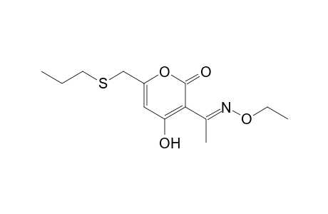 2H-Pyran-2-one, 3-[1-(ethoxyimino)ethyl]-4-hydroxy-6-[(propylthio)methyl]-