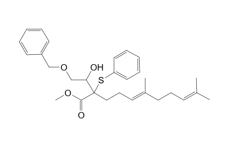 (E)-(2RS,1'RS)-Methyl 6,10-dimethyl-2-(2'-(benzyloxy)-1'-hydroxyethyl)-2-(phenylthio)-5,9-undecadieoate