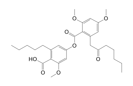 Benzoic acid, 2,4-dimethoxy-6-(2-oxoheptyl)-, 4-carboxy-3-methoxy-5-pentylphenyl ester