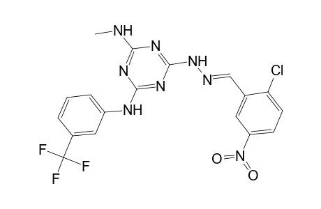 2-N-[(E)-(2-chloro-5-nitrophenyl)methylideneamino]-6-N-methyl-4-N-[3-(trifluoromethyl)phenyl]-1,3,5-triazine-2,4,6-triamine