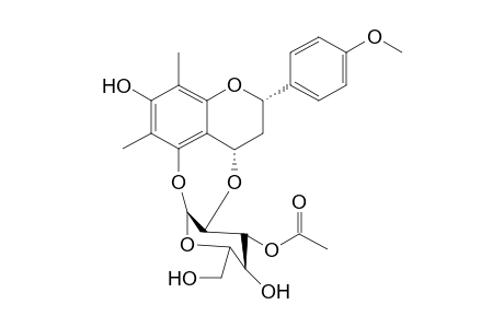 (2S,4S)-6,8-Dimethyl-7-hydroxy-4'-methoxy-4,2"-oxidoflavan-5-O-.beta.-D-3-(acetoxy)glucopyranoside