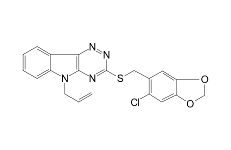 3-[(6-chloranyl-1,3-benzodioxol-5-yl)methylsulfanyl]-5-prop-2-enyl-[1,2,4]triazino[5,6-b]indole