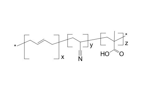 Poly(butadiene-co-acrylonitrile-co-methacrylic acid), 34% an and 4% maa units