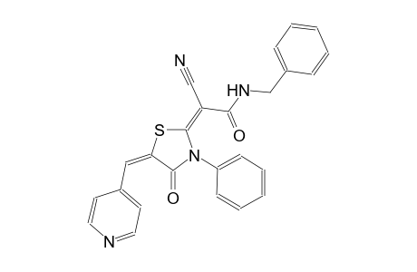 (2E)-N-benzyl-2-cyano-2-[(5E)-4-oxo-3-phenyl-5-(4-pyridinylmethylene)-1,3-thiazolidin-2-ylidene]ethanamide