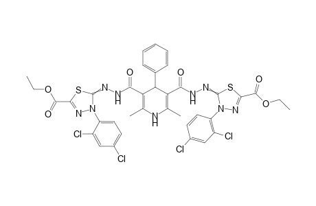 Diethyl 5,5'-((2,6-dimethyl-4-phenyl-1,4-dihydropyridine-3,5-dicarbonyl)bis(hydrazin-2-yl-1-ylidene))bis(4-(2,4-dichlorophenyl)-4,5-dihydro-1,3,4-thiadiazole-2-carboxylate)