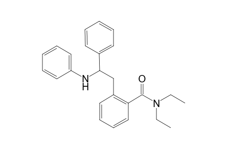 (+-)-N,N-Diethyl-o-[(2'-phenyl-2'-N-phenylamine)ethyl]benzamide