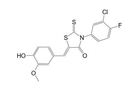 (5Z)-3-(3-chloro-4-fluorophenyl)-5-(4-hydroxy-3-methoxybenzylidene)-2-thioxo-1,3-thiazolidin-4-one